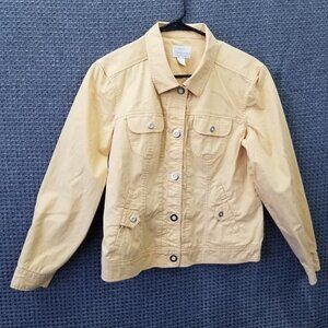 Christopher & Banks Yellow Stretch Denim Jacket Women's Small